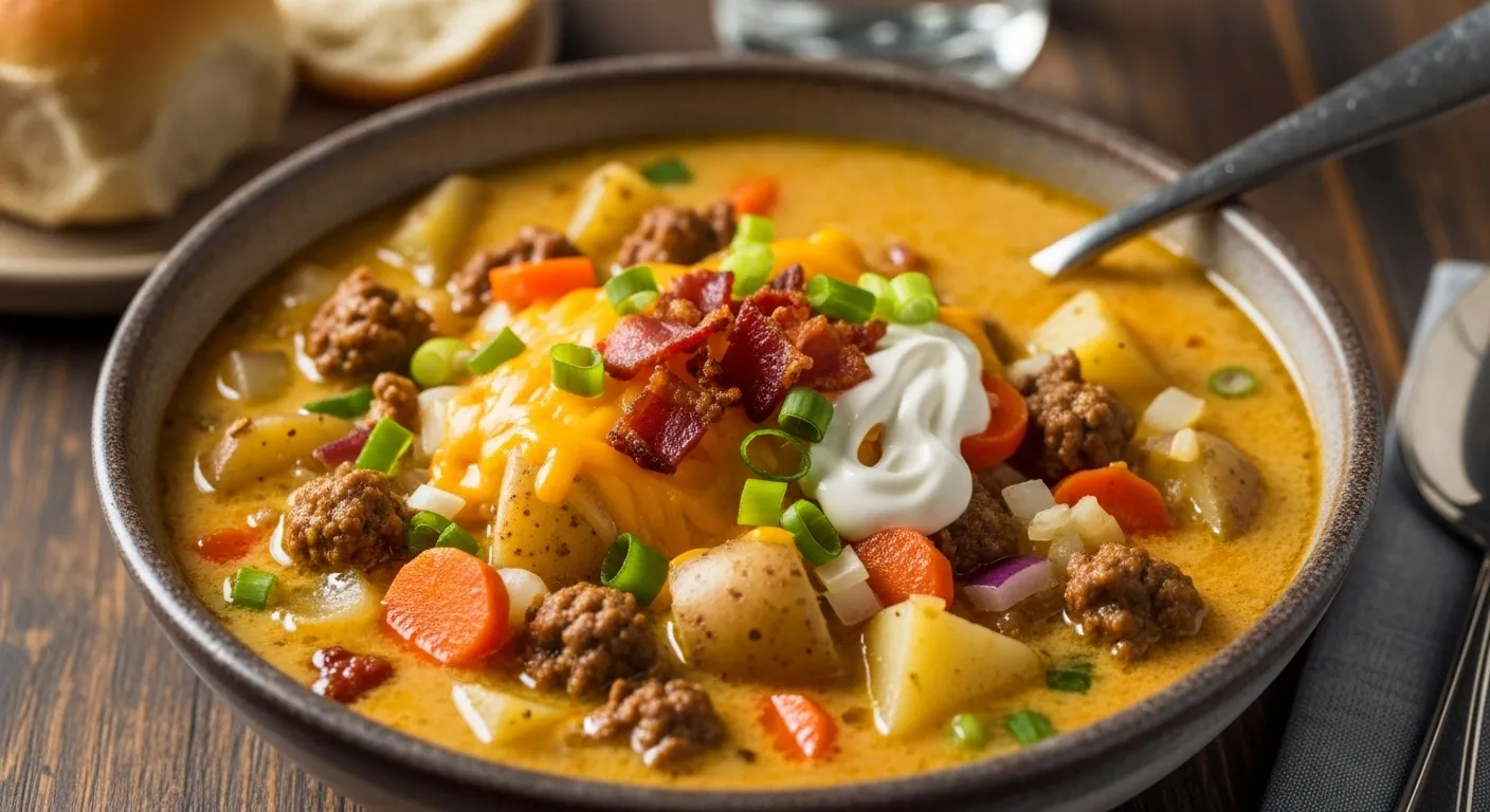 Cheeseburger Soup with Potatoes Recipe