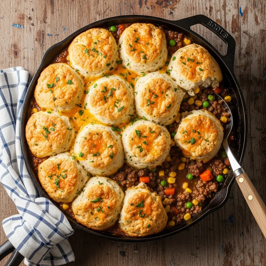 Easy Cheddar Bay Ground Beef Cobbler Recipe