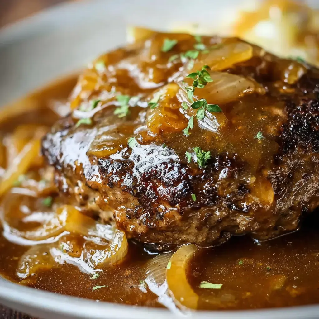 Hamburger Steak with Onions and Gravy Recipe