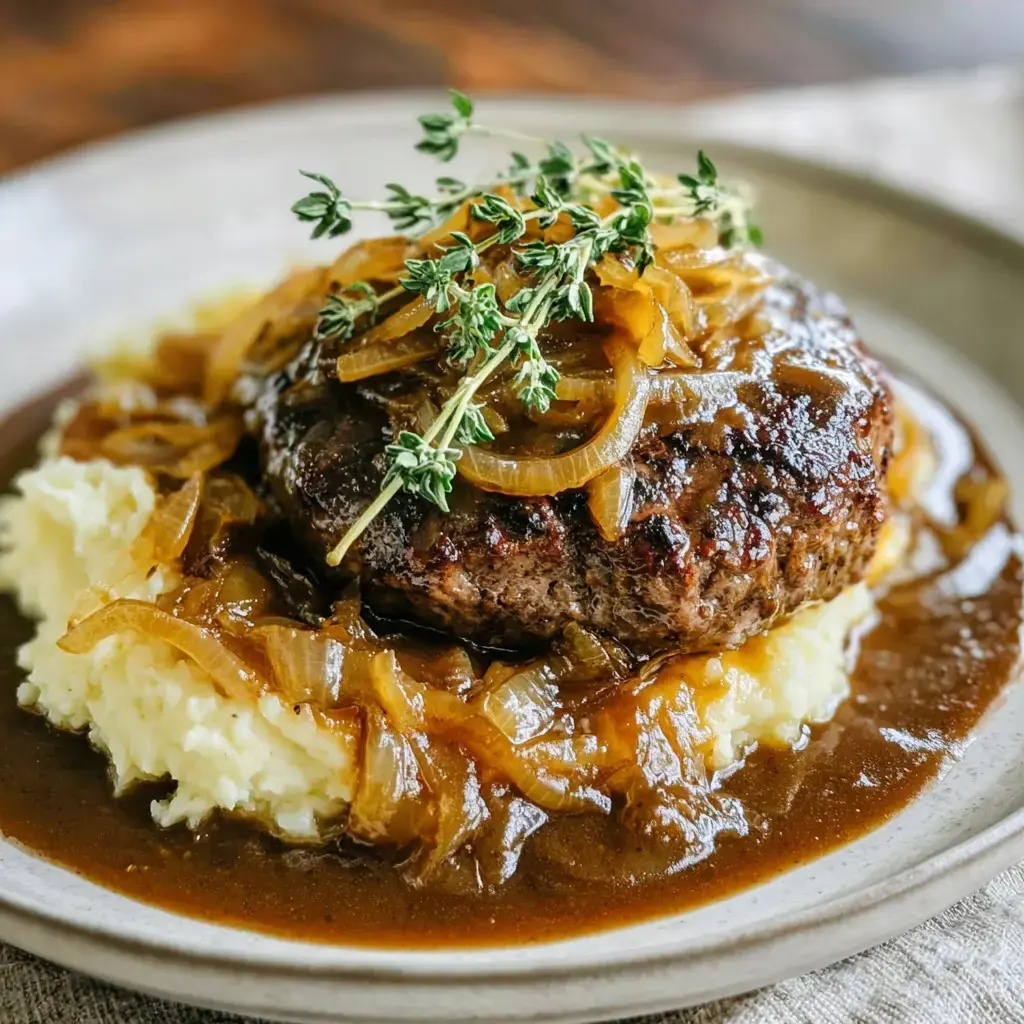 Hamburger Steak with Onions and Gravy Recipe