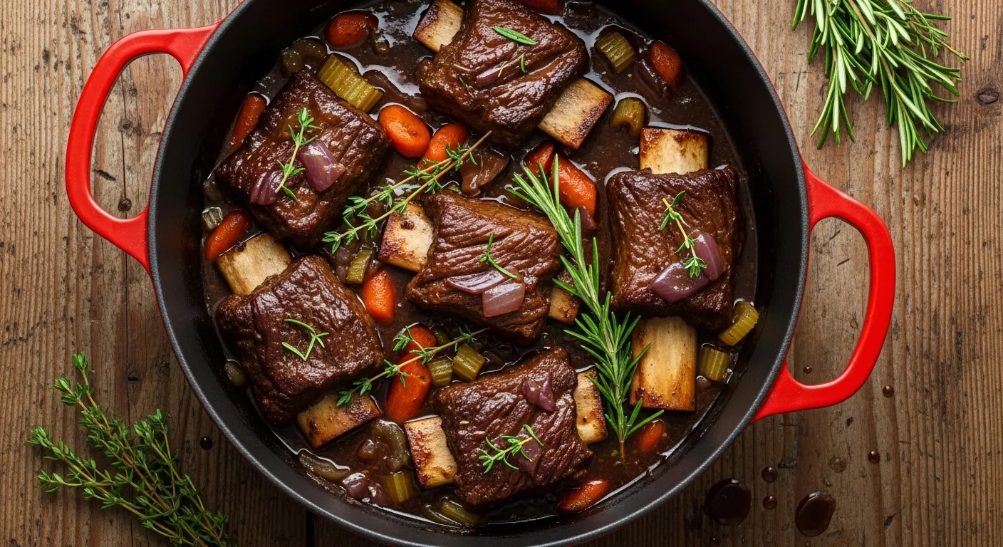 ​​​​​​​​​​​​​​Red Wine Braised Short Ribs Recipe in Dutch Oven