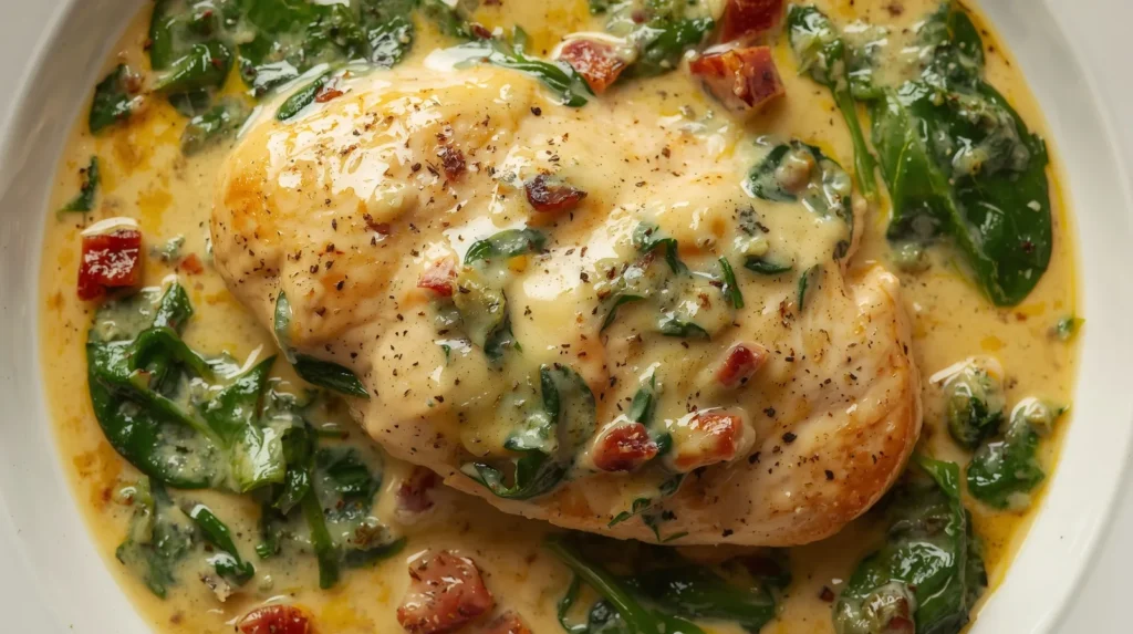 Creamy Chicken Breast in Spinach Parmesan Sauce Recipe