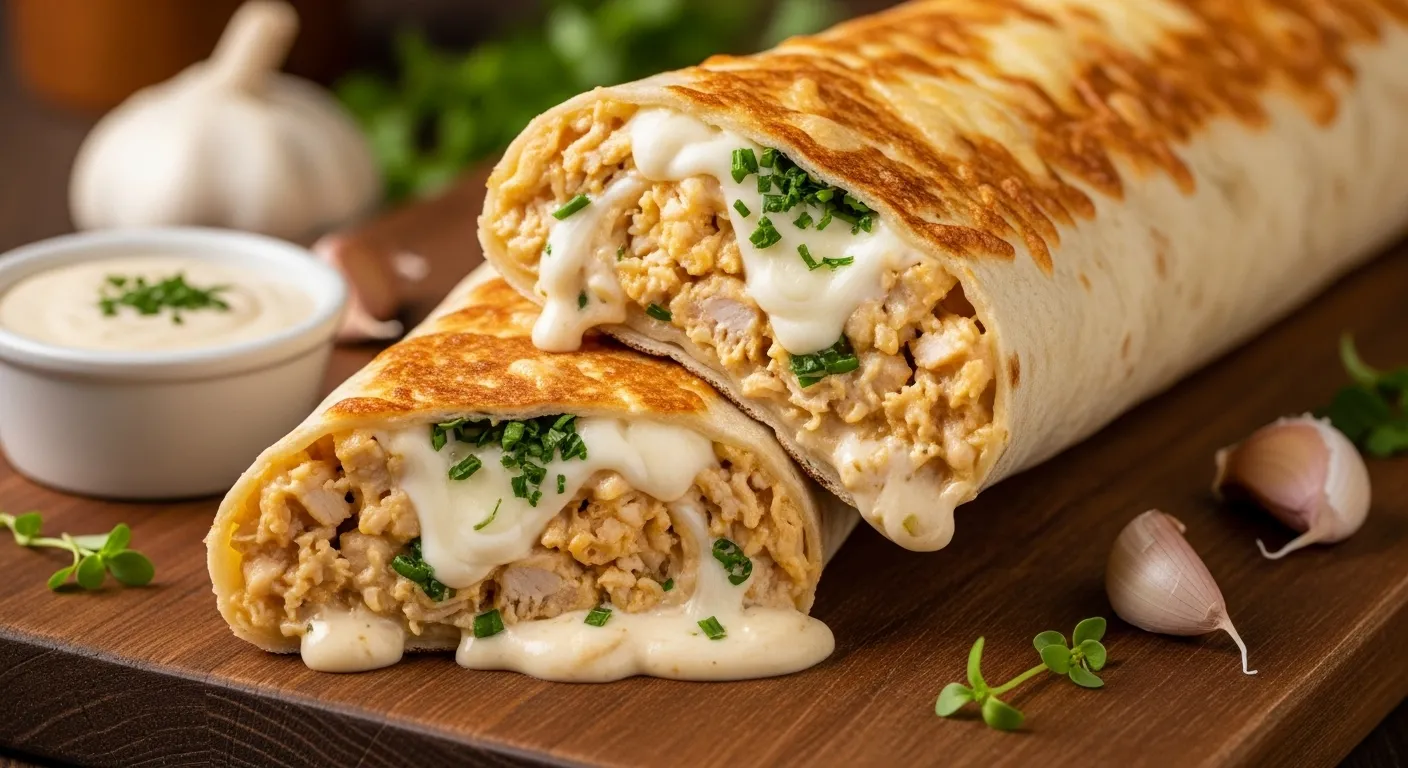 Garlic Cheesy Chicken Wraps Recipe