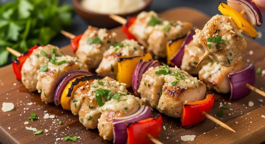 Garlic Parmesan Chicken Skewers Recipe