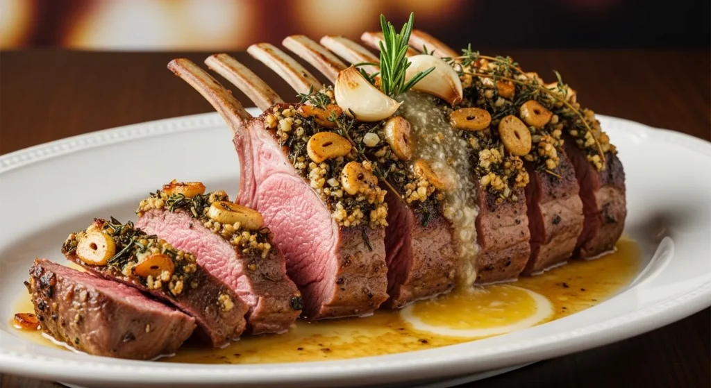 Garlic Roasted Rack of Lamb with Butter Sauce Recipe