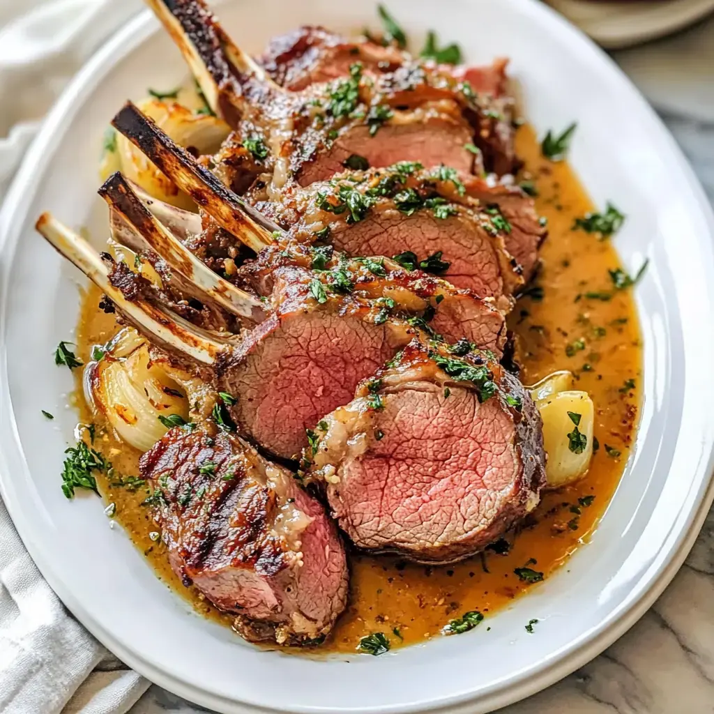 Garlic Roasted Rack of Lamb with Butter Sauce Recipe