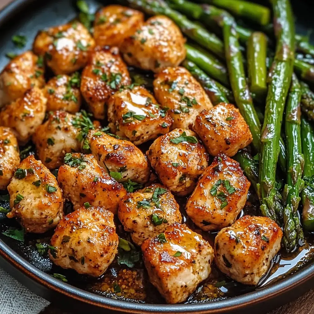 Garlic Butter Chicken Bites with Asparagus Recipe