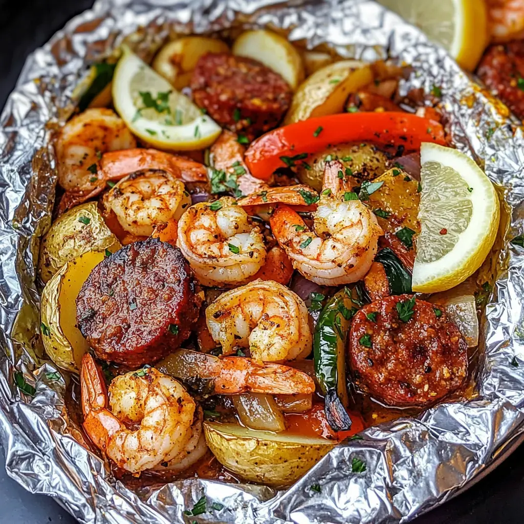 Cajun Sausage Shrimp Foil Packs Recipe