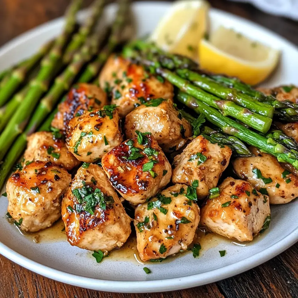 Garlic Butter Chicken Bites with Asparagus Recipe