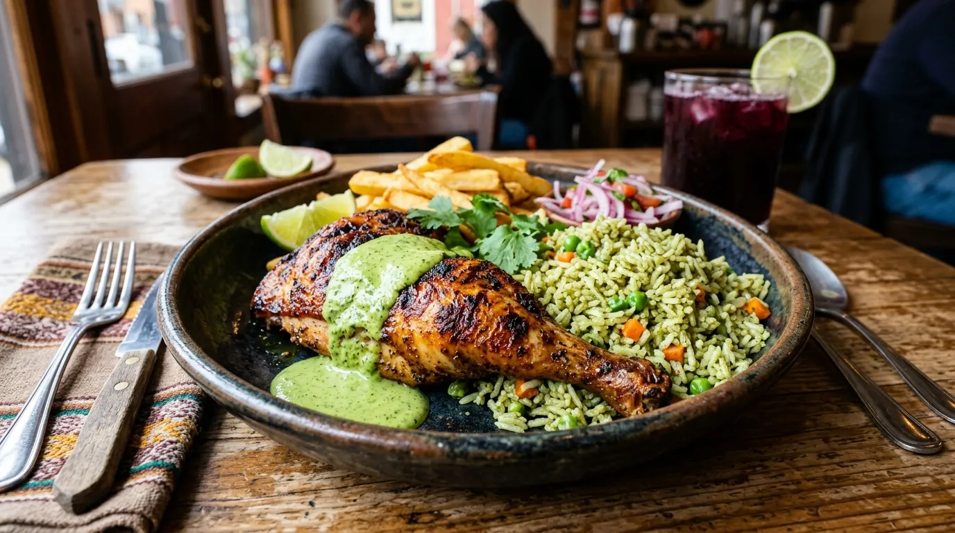 Peruvian Chicken And Rice with Green Sauce Recipe