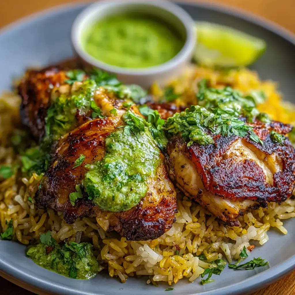 Peruvian Chicken And Rice with Green Sauce Recipe