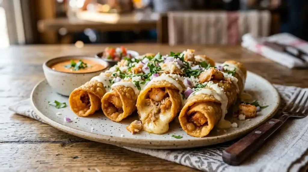 Crispy Crab And Shrimp Queso Taquitos Recipe