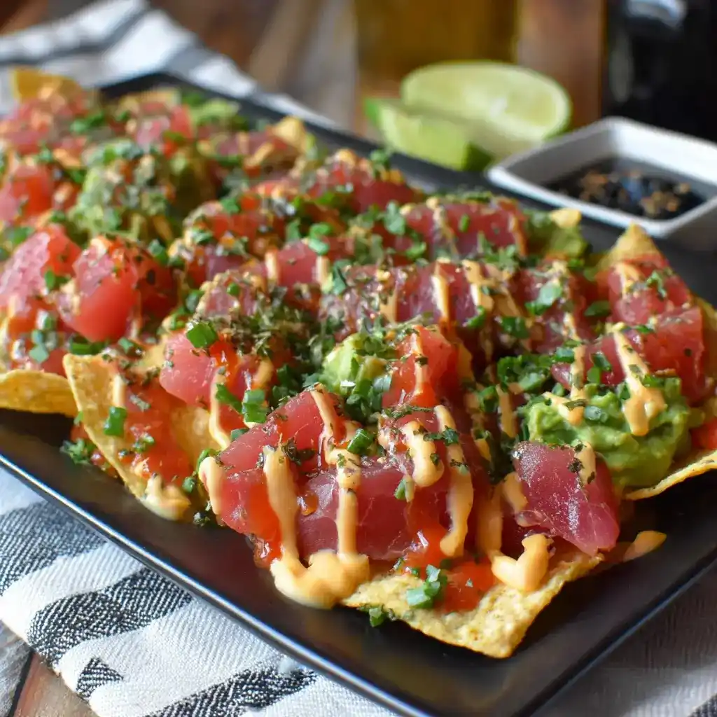 ​​​​​​​​​​​​​​Tuna Poke Nachos Recipe with Fresh Ahi and Wonton Chips