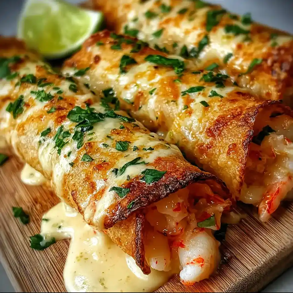 Crispy Crab And Shrimp Queso Taquitos Recipe