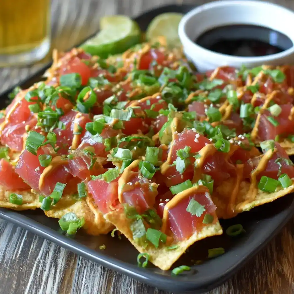 ​​​​​​​​​​​​​​Tuna Poke Nachos Recipe with Fresh Ahi and Wonton Chips