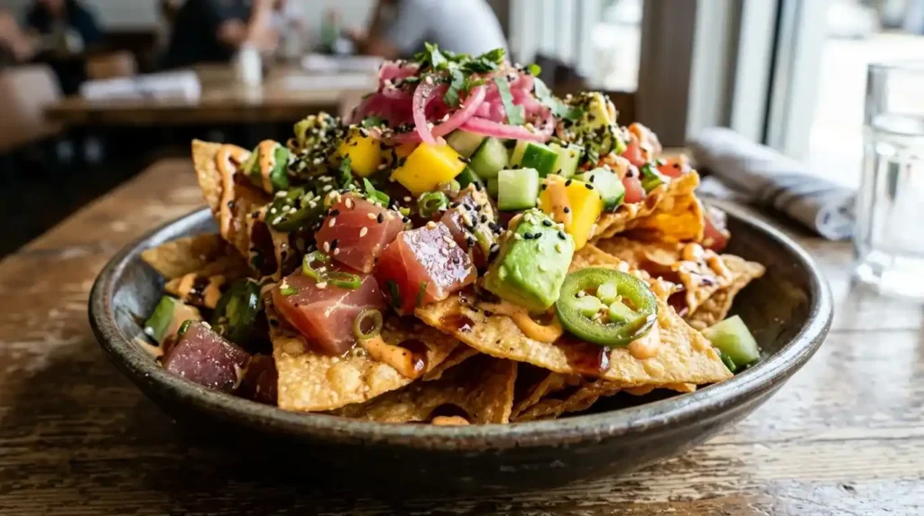 ​​​​​​​​​​​​​​Tuna Poke Nachos Recipe with Fresh Ahi and Wonton Chips