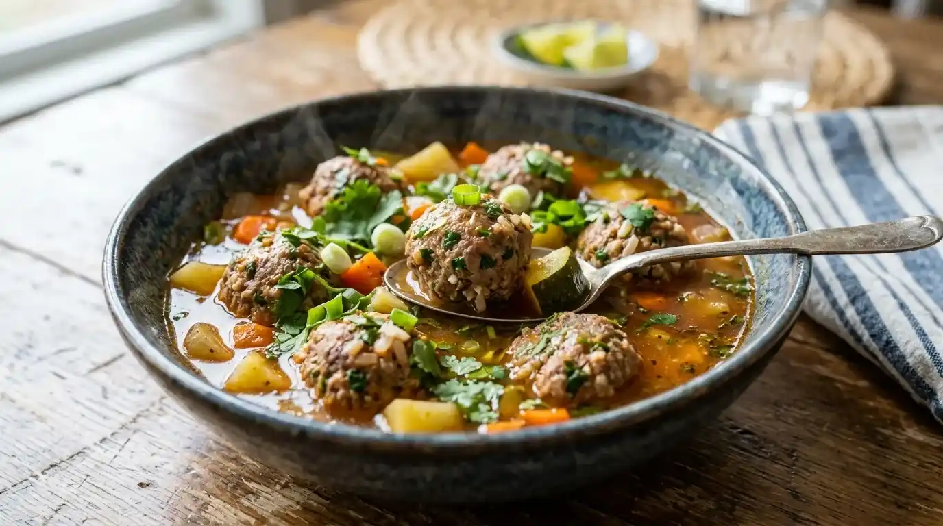 Albondigas Soup Recipe with Tender Meatballs