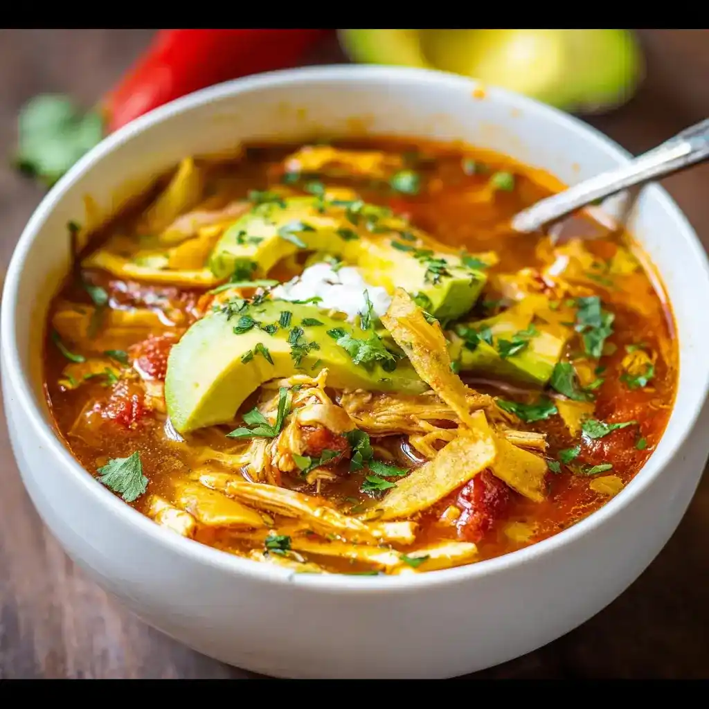 Chicken Tortilla Soup Recipe with Hearty Veggies and Spices