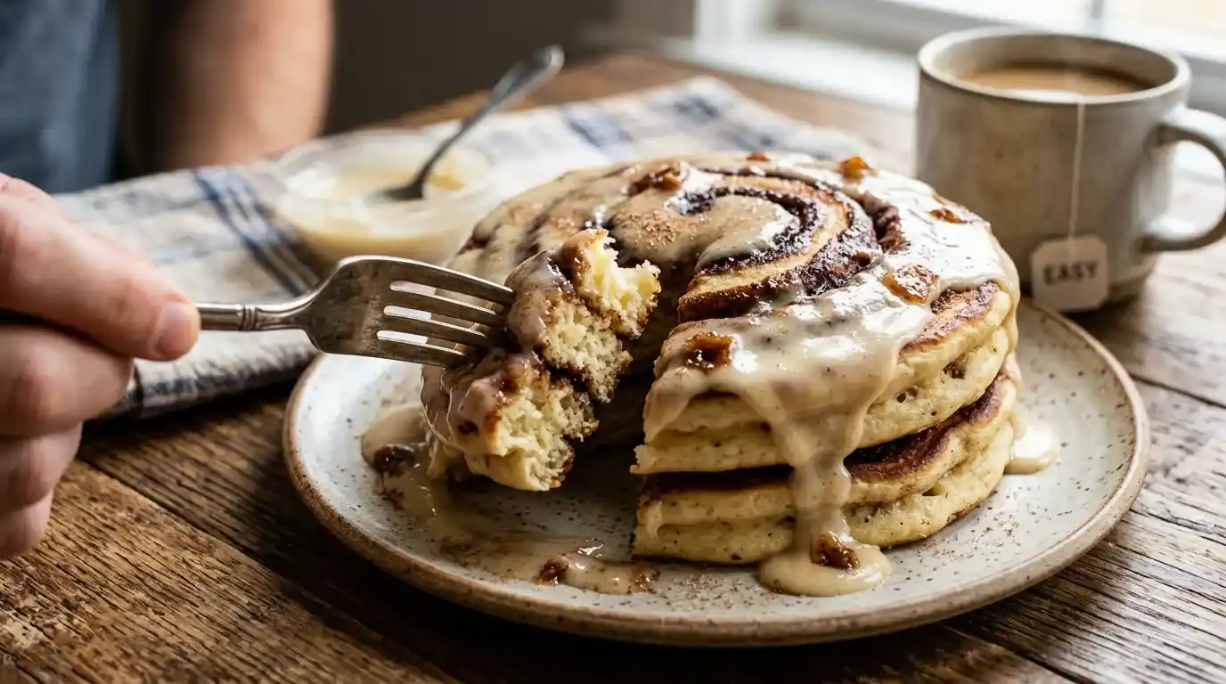 Easy Fluffy Cinnamon Roll Pancakes Recipe