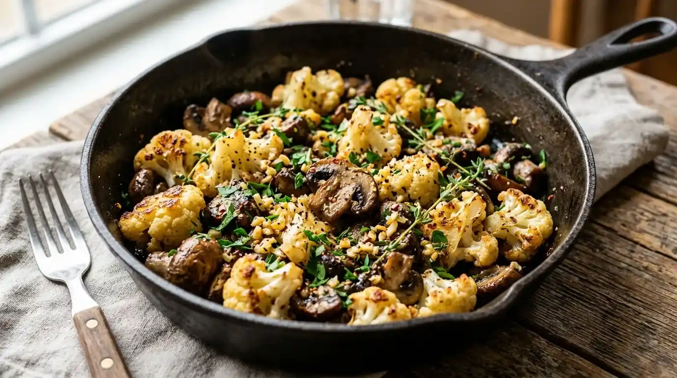 Garlic Mushrooms Cauliflower Skillet Recipe