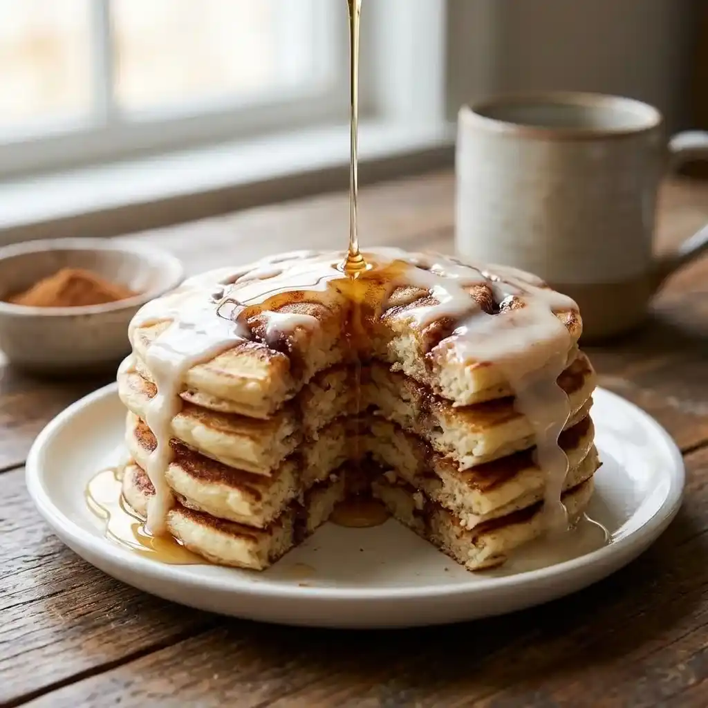 Easy Fluffy Cinnamon Roll Pancakes Recipe
