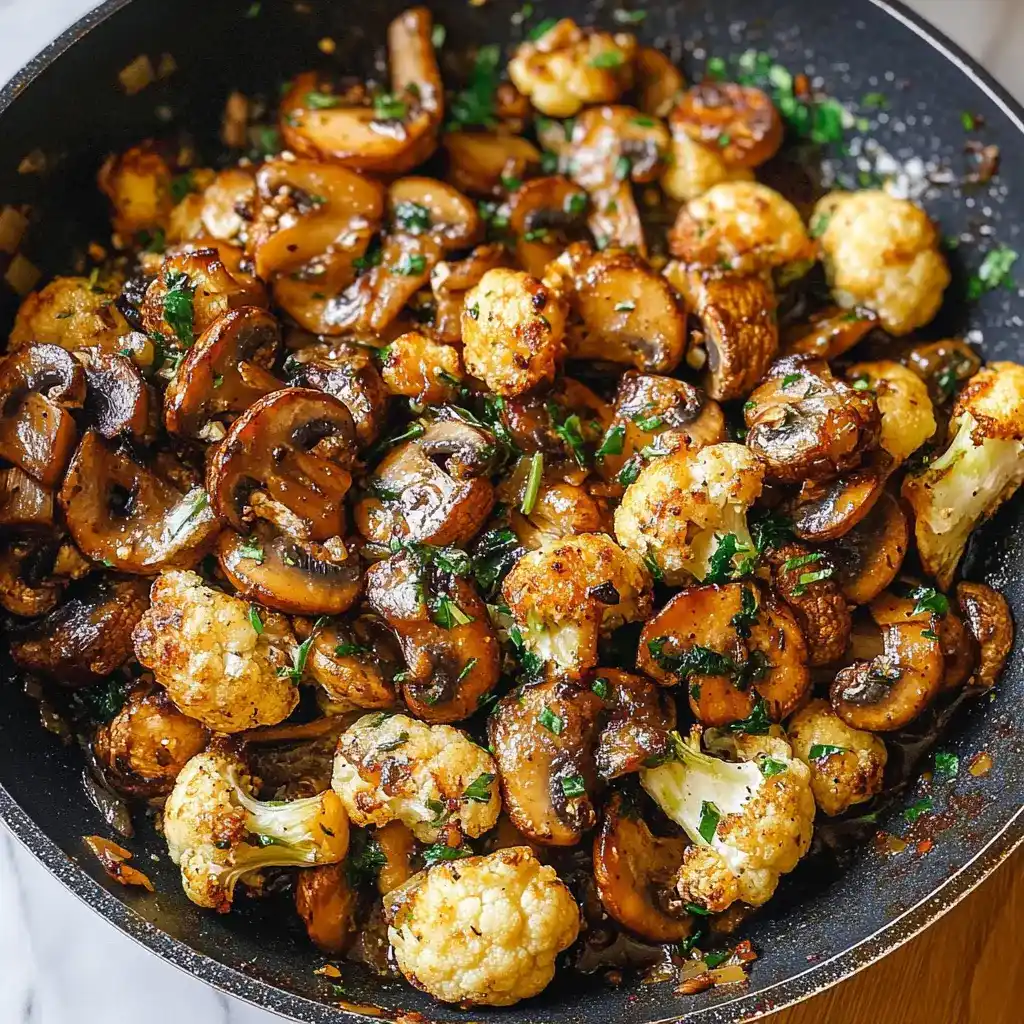Garlic Mushrooms Cauliflower Skillet Recipe