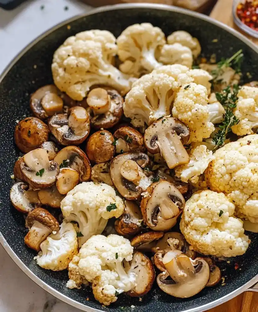 Garlic Mushrooms Cauliflower Skillet Recipe